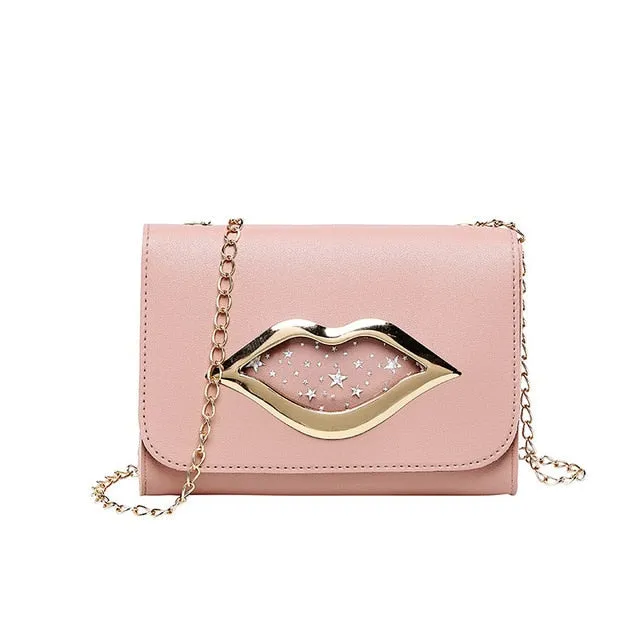 2019 New Arrival Women Bag Crossbody Bags for Women heart Buckle Handbag Glitter Sequins Chain Shoulder Bag PU Leather Handbags