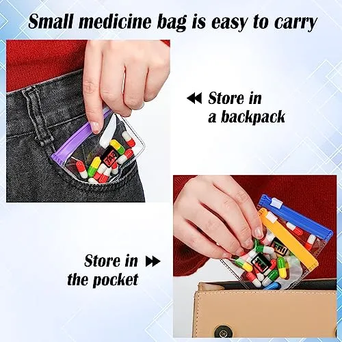 29 Pcs Weekly Pill Pouches Bags Set Monthly Zippered Pill Pouch Set Reusable Clear Plastic Pill Bags Self Sealing Travel Medicine Organizer Storage Pouches with Slide Lock for Small Items (Multicolor)