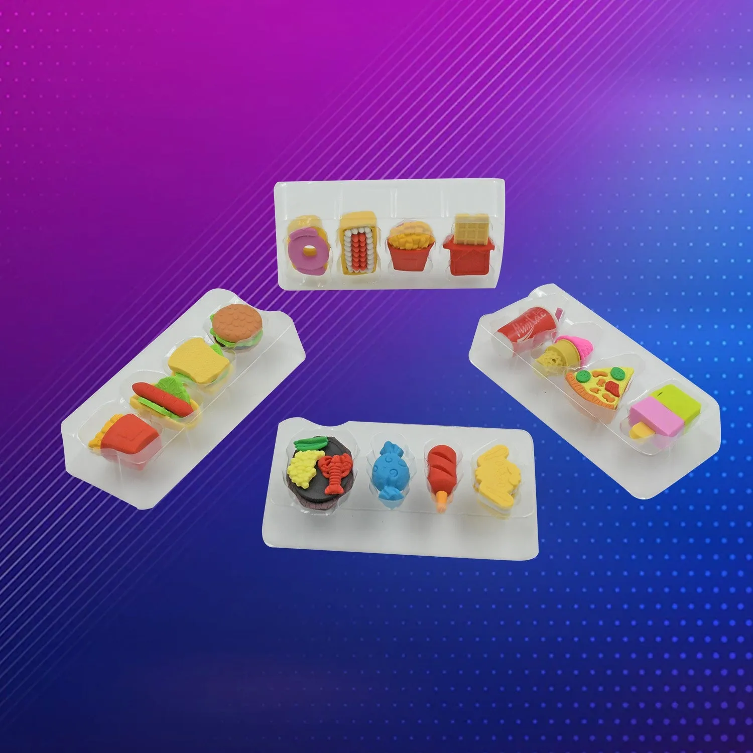 4322 Multicoloured Eraser/ Coke Eraser/French Fries Eraser/Burger Eraser/Icecream Eraser for Kids/Eraser for School sturdent & Best for Birthday Return Gift/Party Gift (Mix Design 1 Set)