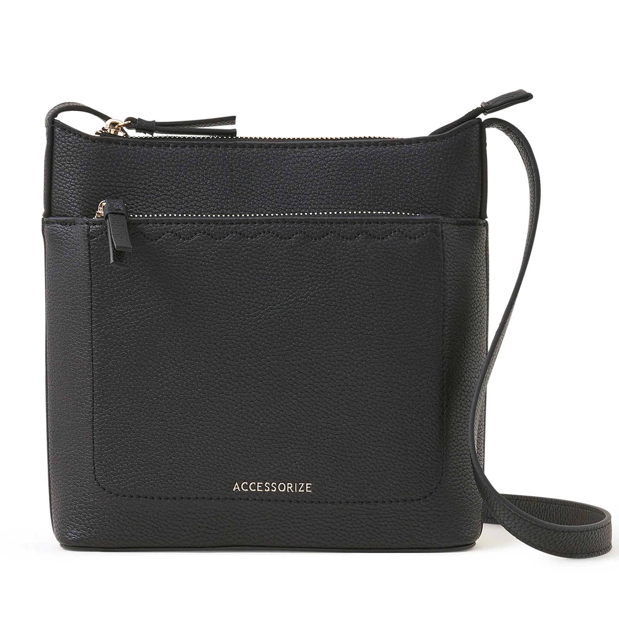 Accessorize London Women's Black Classic Messenger Bag