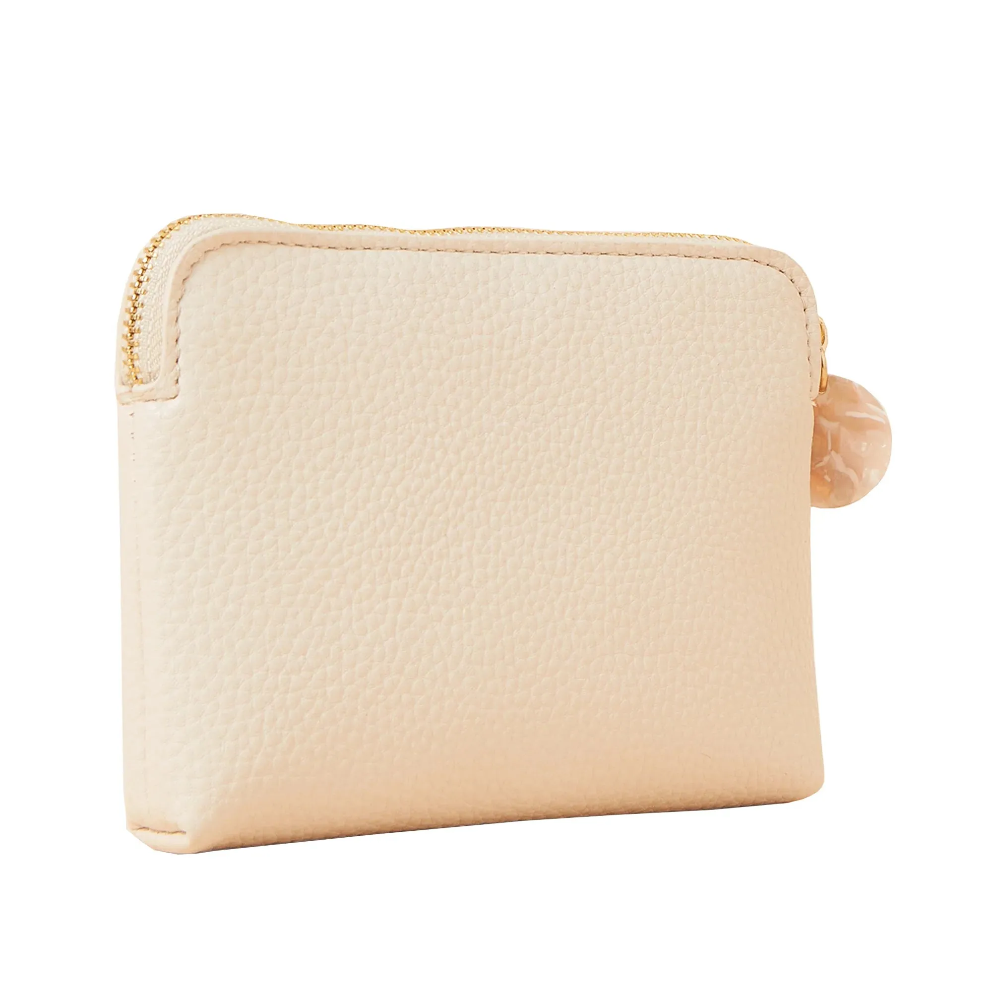 Accessorize London Women's Faux Leather Cream Classic Resin Zip Pull Coin Purse