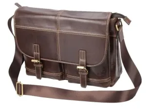 Adpel Trendy 15.4" Leather Messenger Bag | Brown