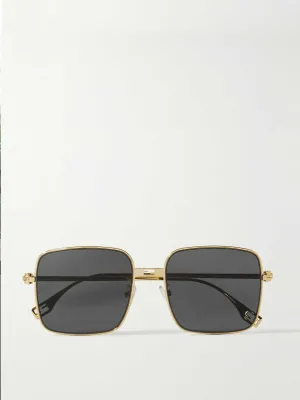 Baguette square-frame gold-tone sunglasses