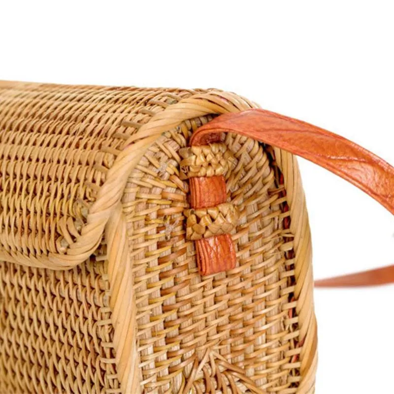 Bali Rattan Butterfly Buckle Satchel Bag