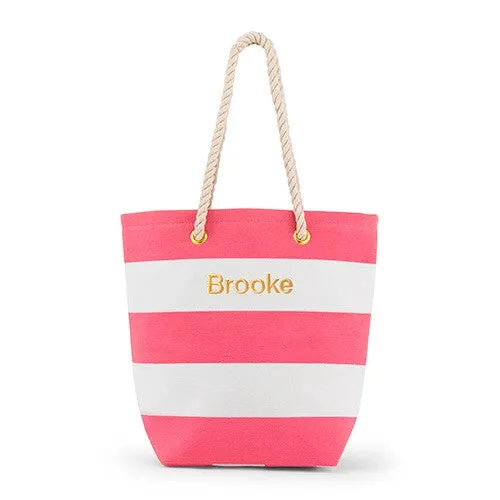 BLISS STRIPED TOTE - PINK AND WHITE