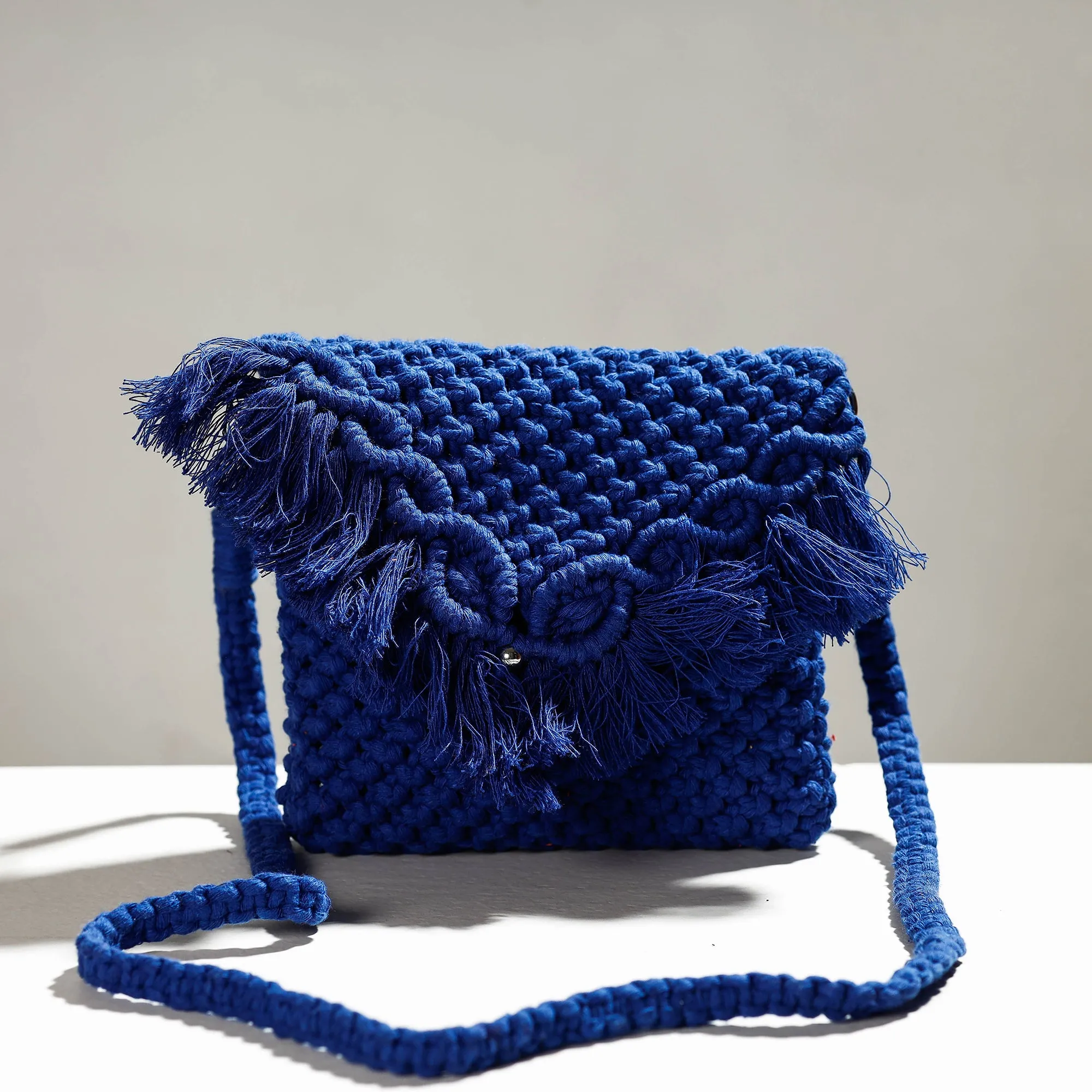 Blue - Thread Work Handcrafted Macrame Sling Bag