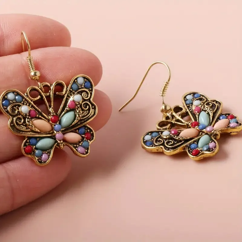 Boho-Chic Butterfly Earrings in Antique Gold Plating - Elegant, Comfortable & Versatile Fashion Accessory