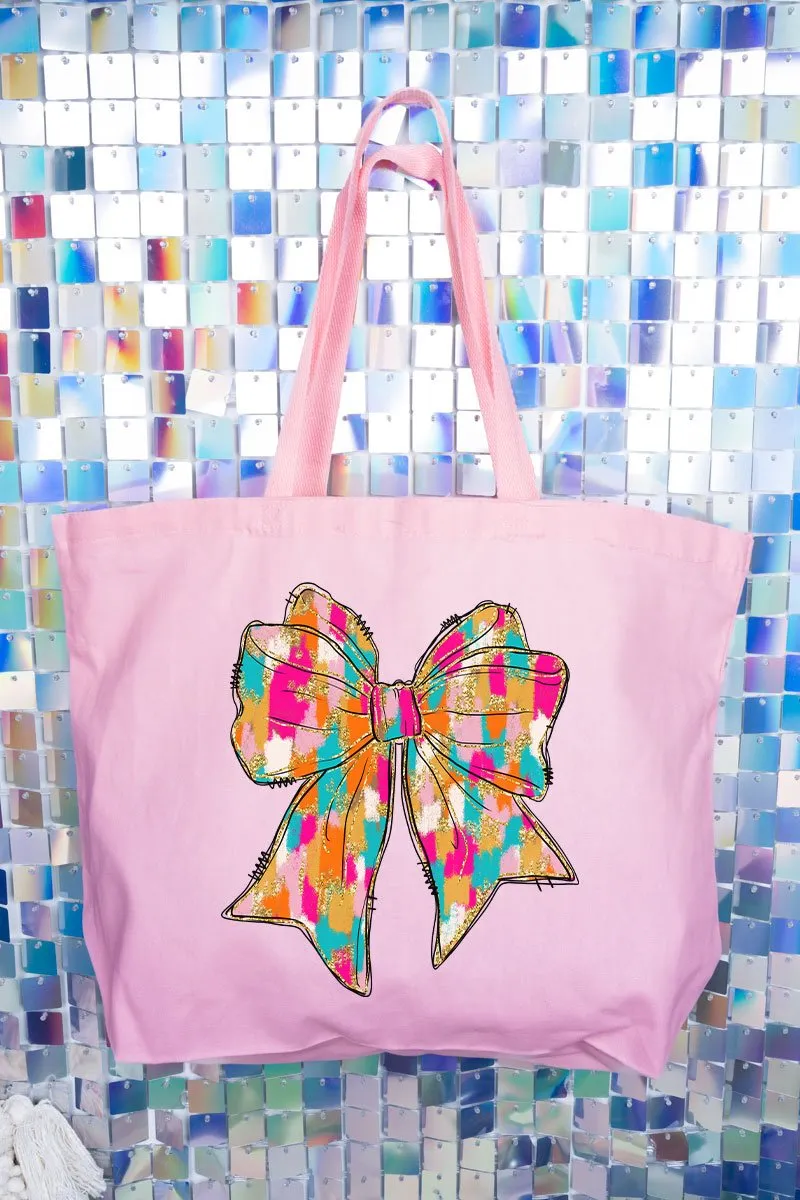 Brushed Colorful Coquette Bow Jumbo Tote