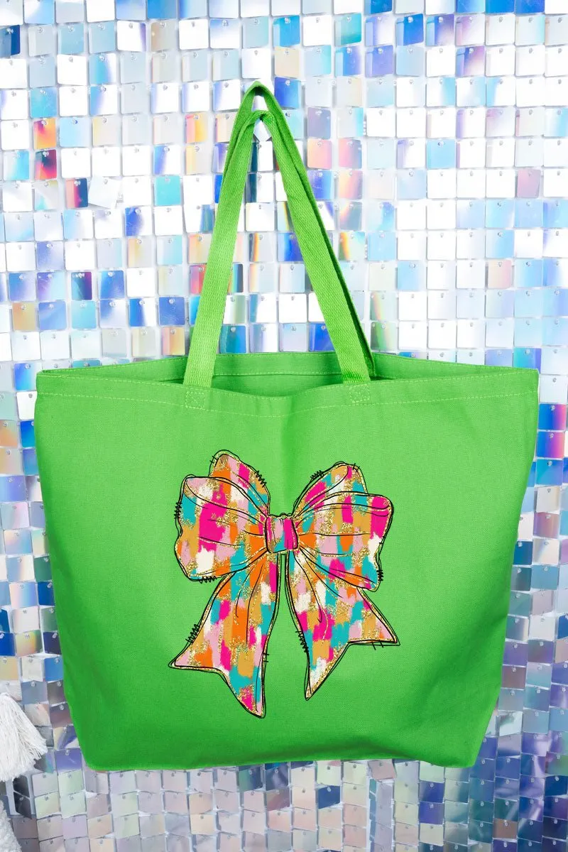 Brushed Colorful Coquette Bow Jumbo Tote