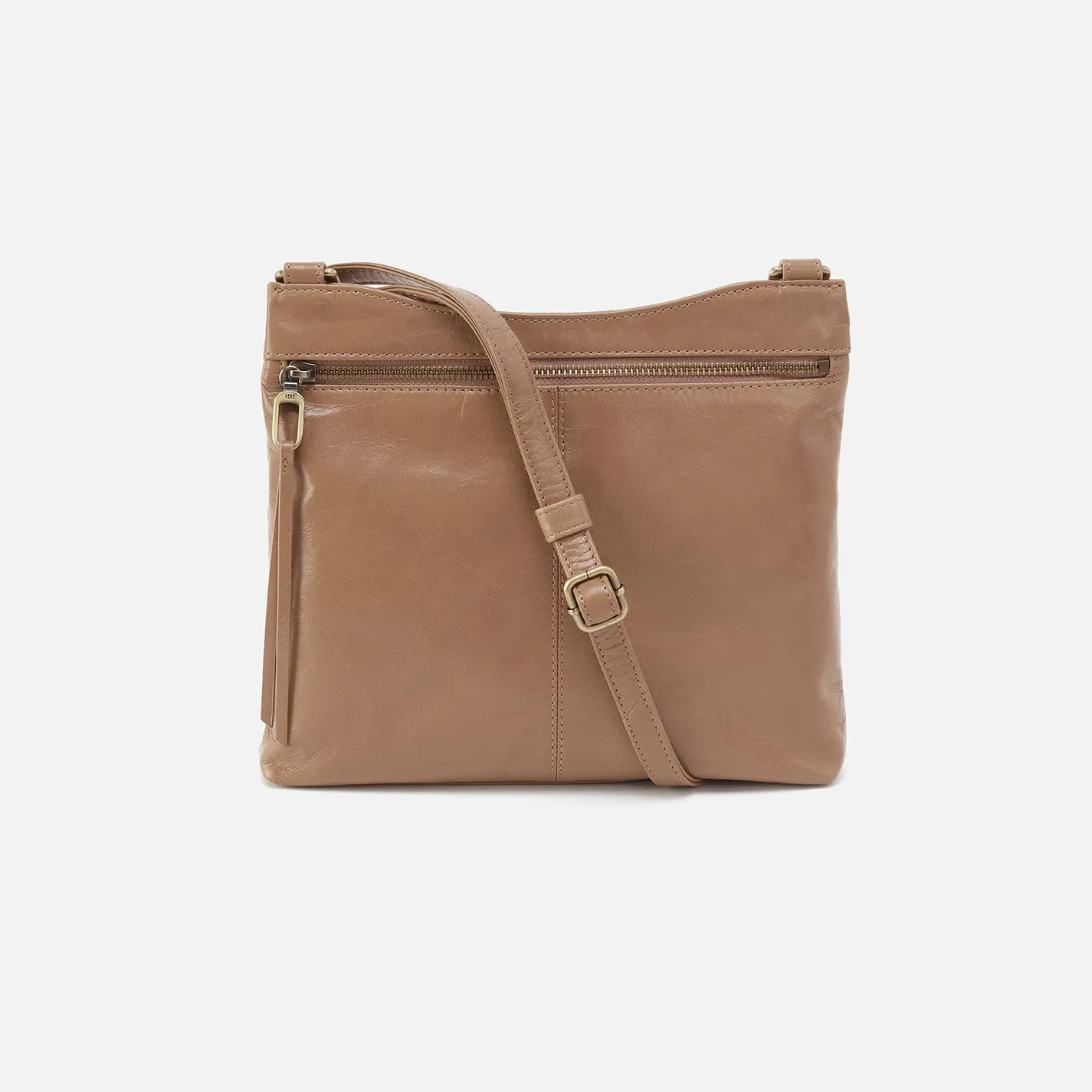 Cambel Crossbody In Polished Leather - Cashmere