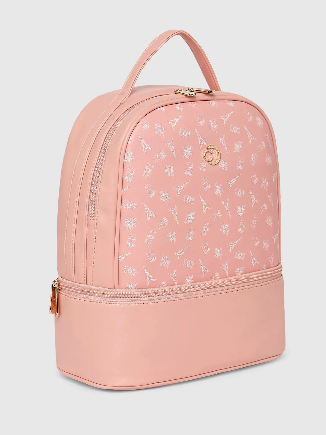 Caprese Emily In Paris Printed Backpack Bag Pink