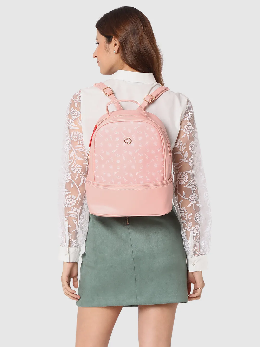 Caprese Emily In Paris Printed Backpack Bag Pink