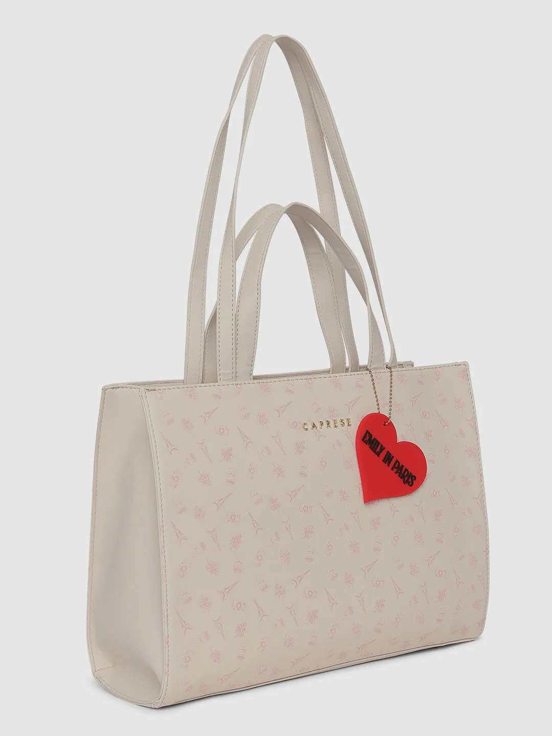 Caprese Emily In Paris Printed Tote Handbag Beige