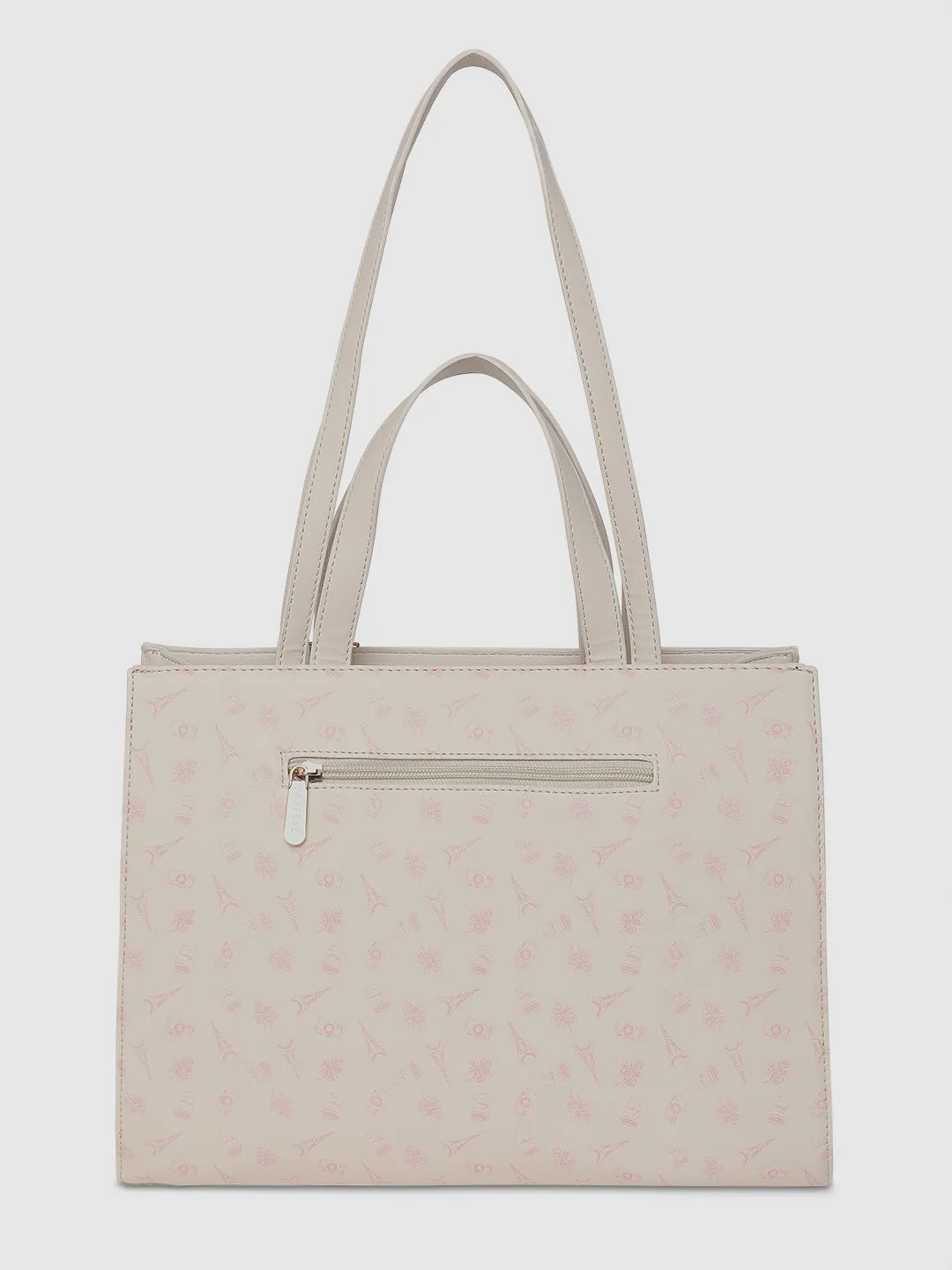 Caprese Emily In Paris Printed Tote Handbag Beige