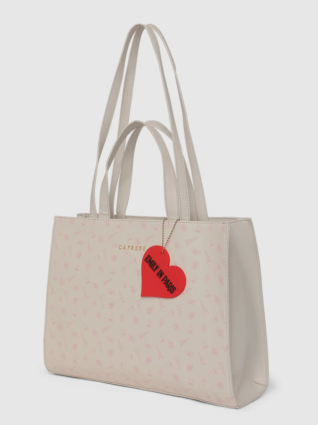 Caprese Emily In Paris Printed Tote Handbag Beige