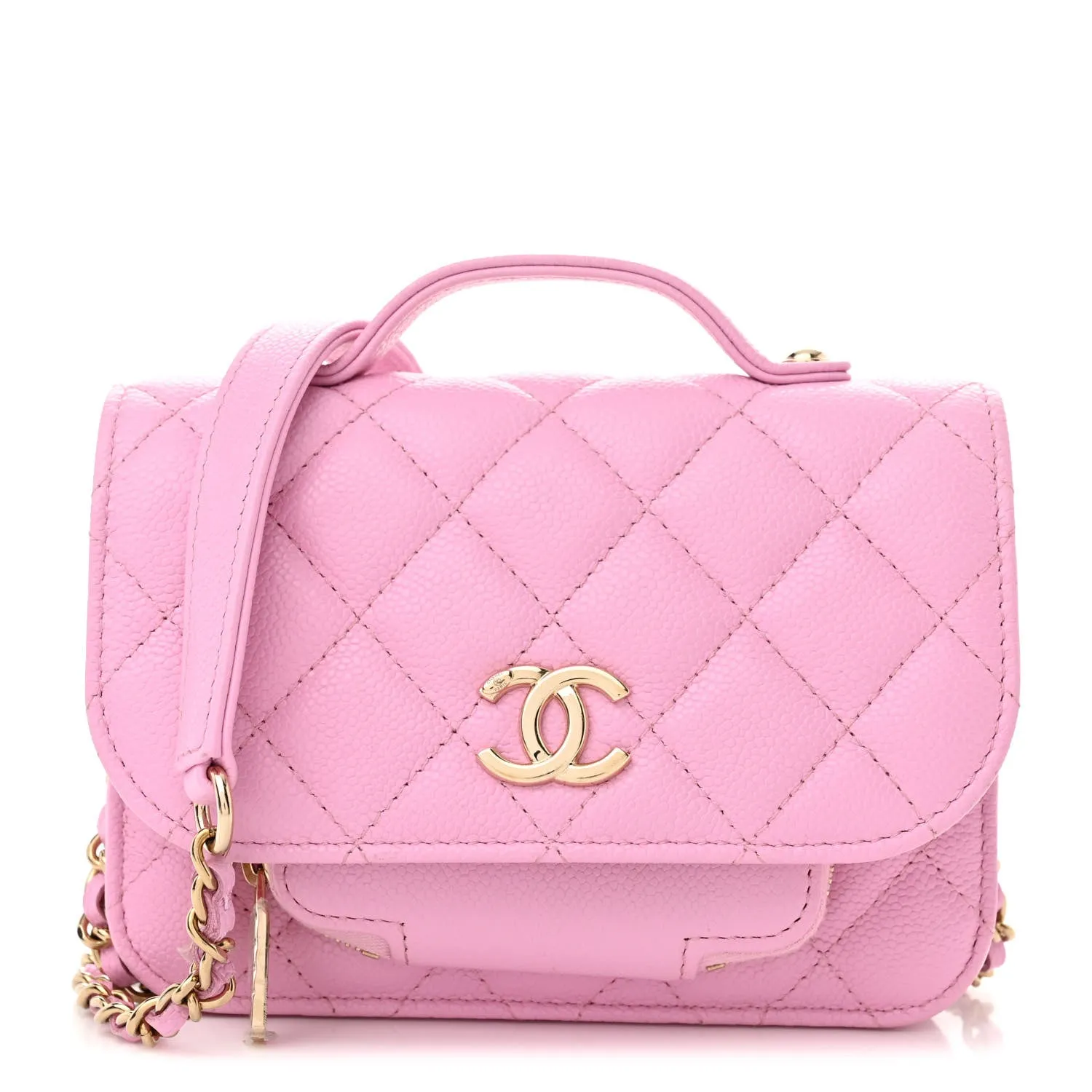 Caviar Quilted Business Affinity Clutch With Chain Flap Lilac