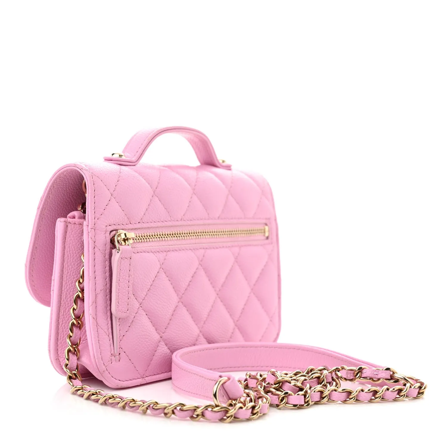 Caviar Quilted Business Affinity Clutch With Chain Flap Lilac