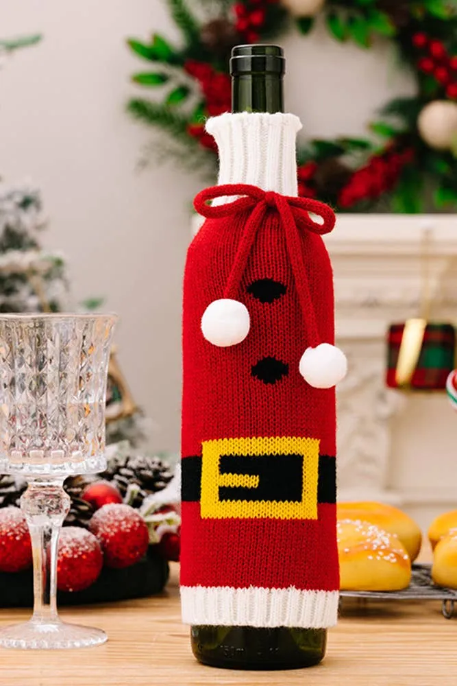 Christmas Pattern Knit Wine Bag