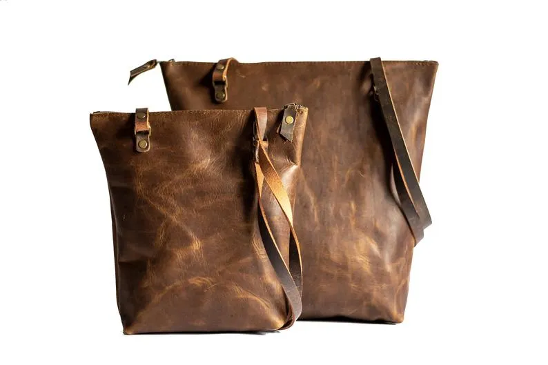 Classic Leather Tote Bag | Handmade Leather Purse