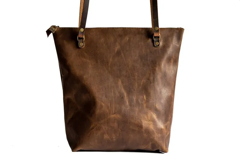 Classic Leather Tote Bag | Handmade Leather Purse