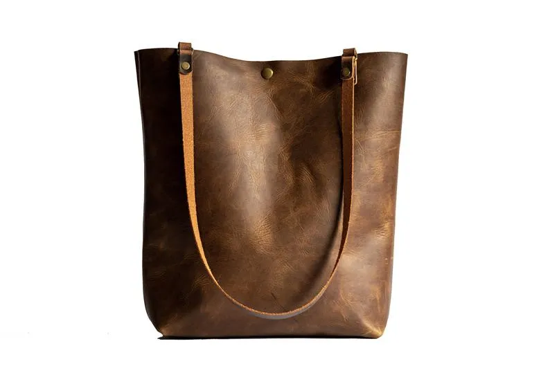 Classic Leather Tote Bag | Handmade Leather Purse