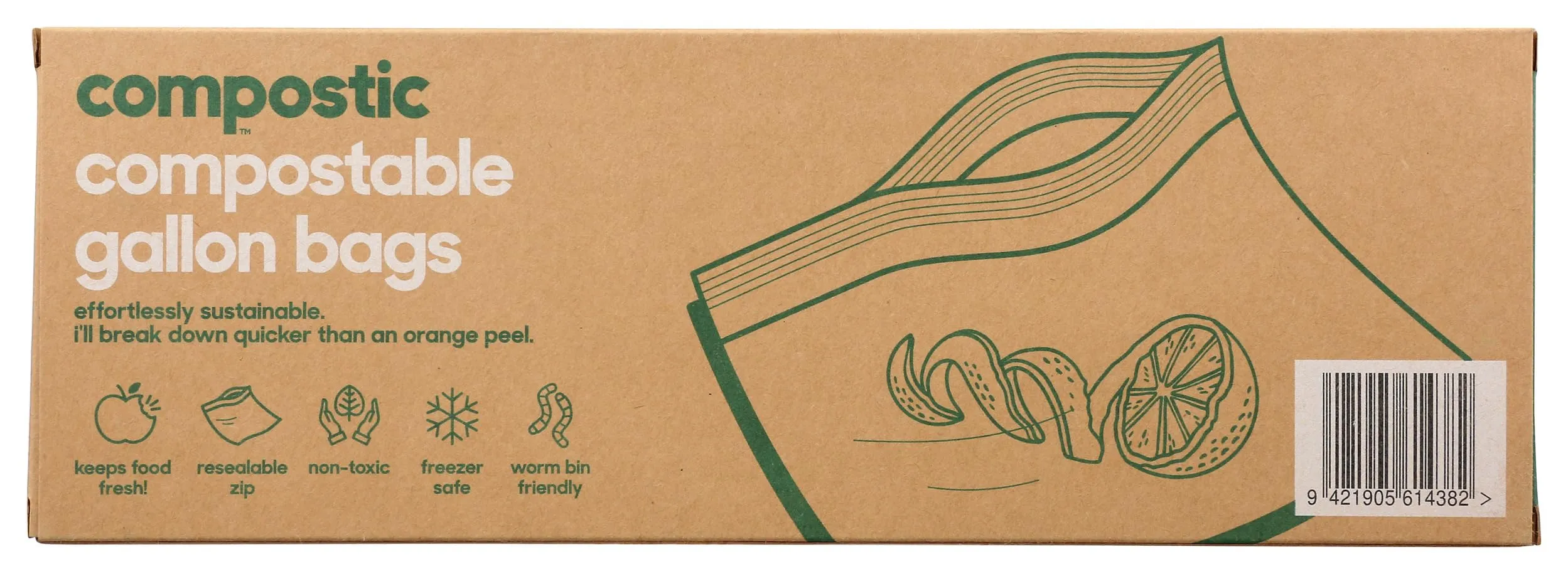 Compostic - Compostable Gallon Storage Bags, 10 Each (Pack Of 12)