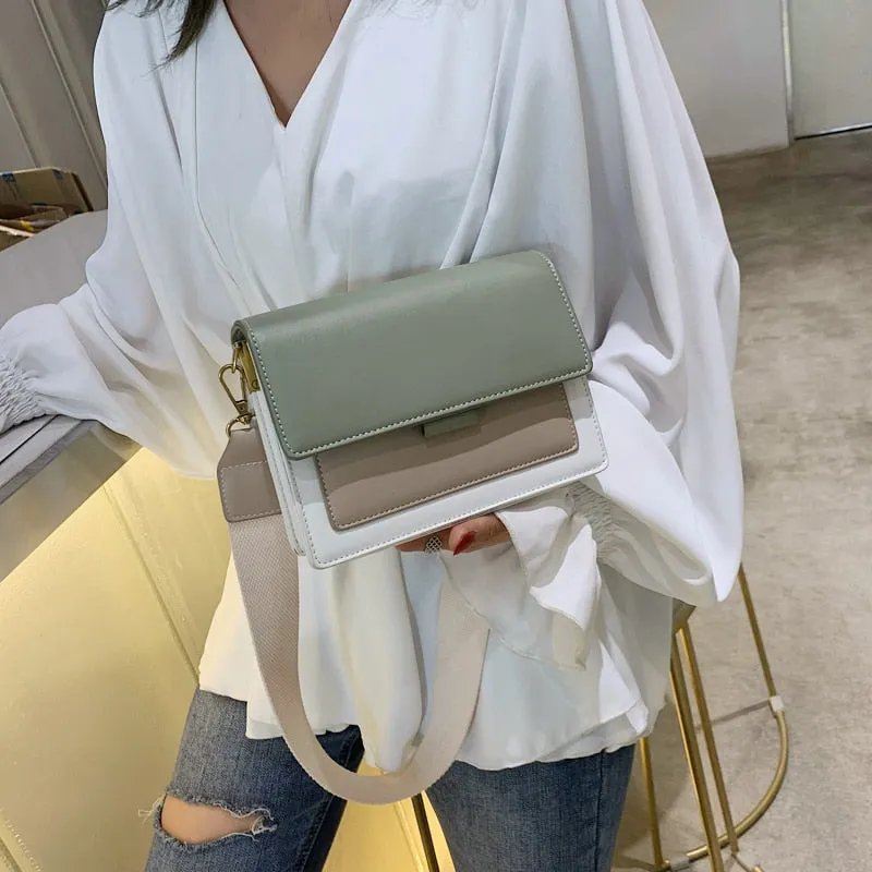 Contrast color Leather Cross body Bags For Women