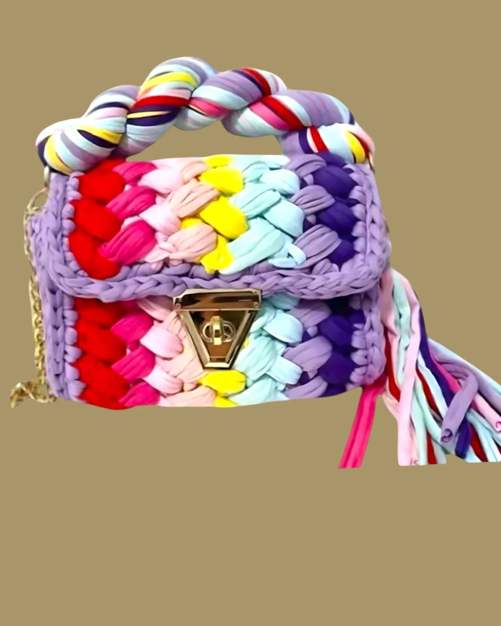 Criss Cross Crochet Bag- Rainbow Multi