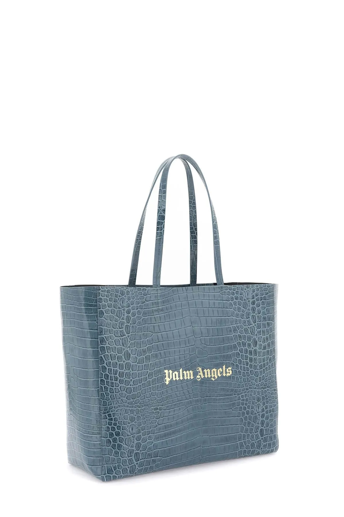 croco-embossed leather shopping bag