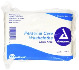 Dynarex Washcloth 10 x 13 Inch White Disposable, 500 per Case