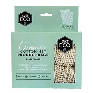 Ever Eco 4 Pack Reusable Organic Cotton Net Produce Bags