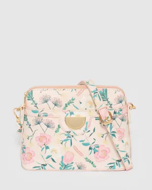 Flower Print Karen Plate Crossbody Bag