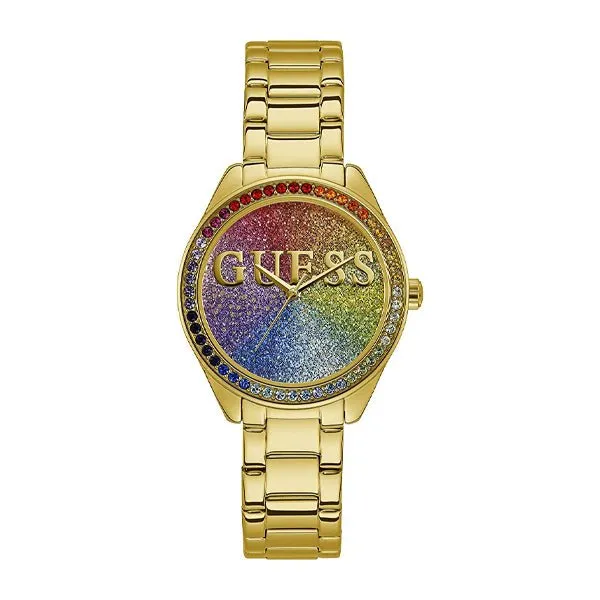 Guess Glitter Girl Gold Stainless Steel Multi Color Dial Quartz Watch for Ladies - W0987L5