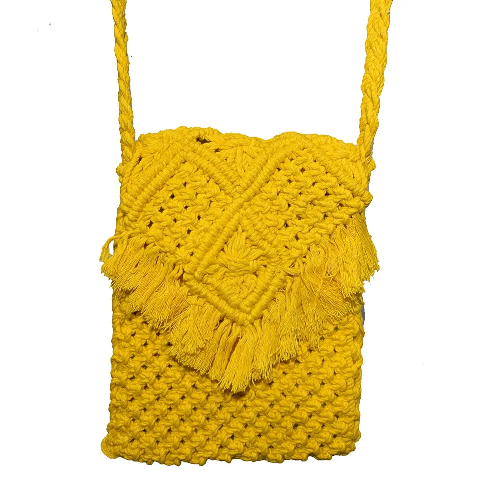 IMARS Macrame Bag Yellow For Women & Girls (Beach Bag) Made With Macrame Yarn