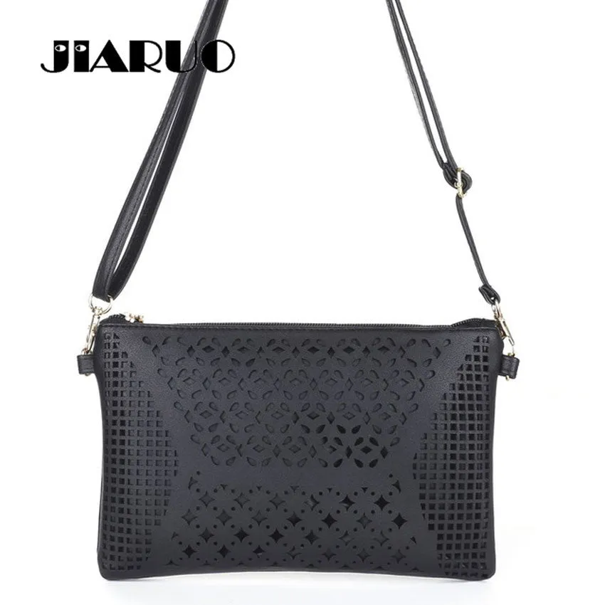 JIARUO Vintage Hollow Out Flower Envelope Bag Small Women Leather Crossbody bag Shoulder bag Messenger bag Clutch Handbag Purses