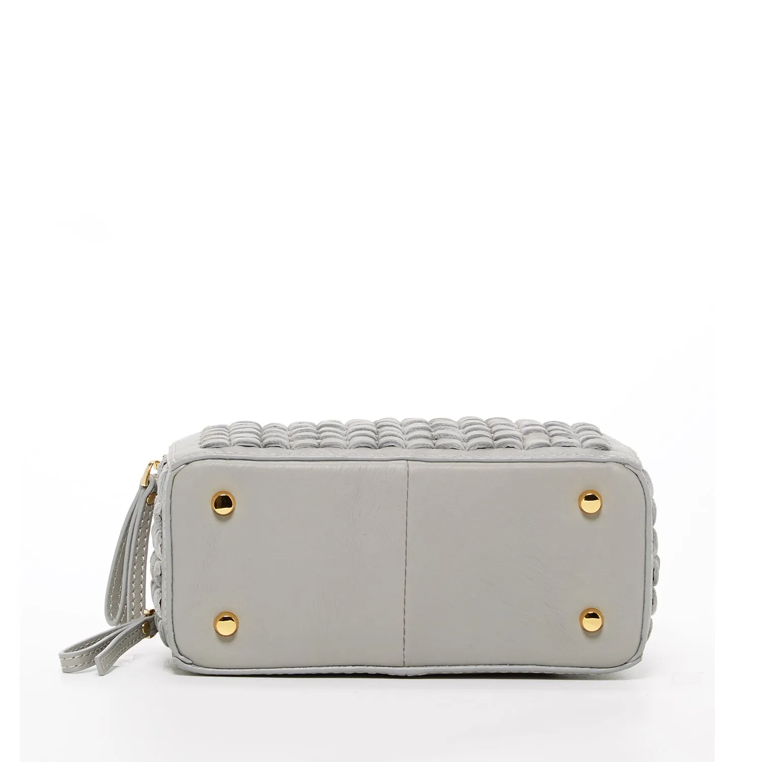 Kayla Light Gray Weave Leather Satchel Crossbody Shoulder Bag