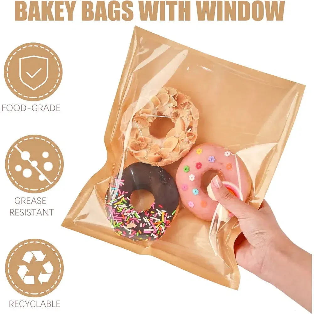 Kraft Bakery Patisserie Bags with Window 10pack