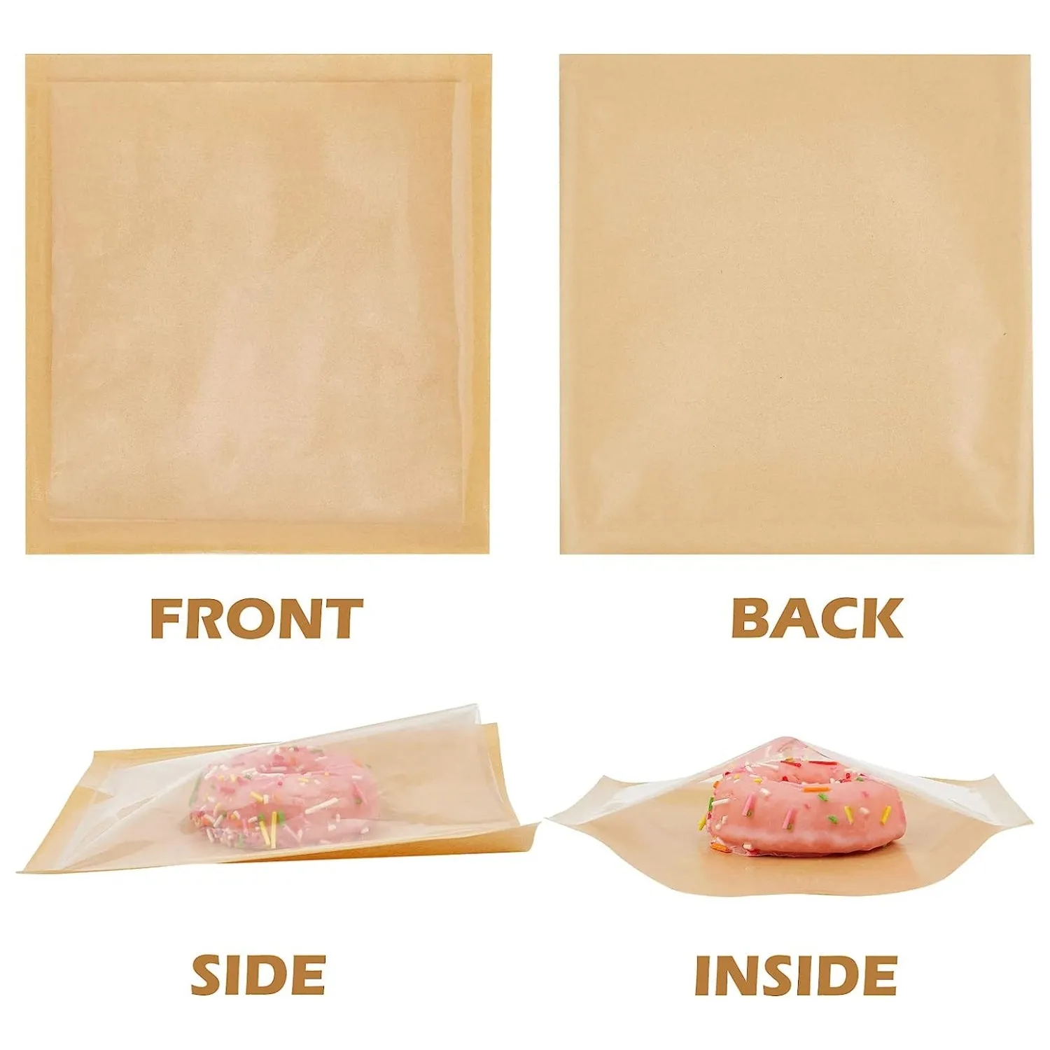 Kraft Bakery Patisserie Bags with Window 10pack