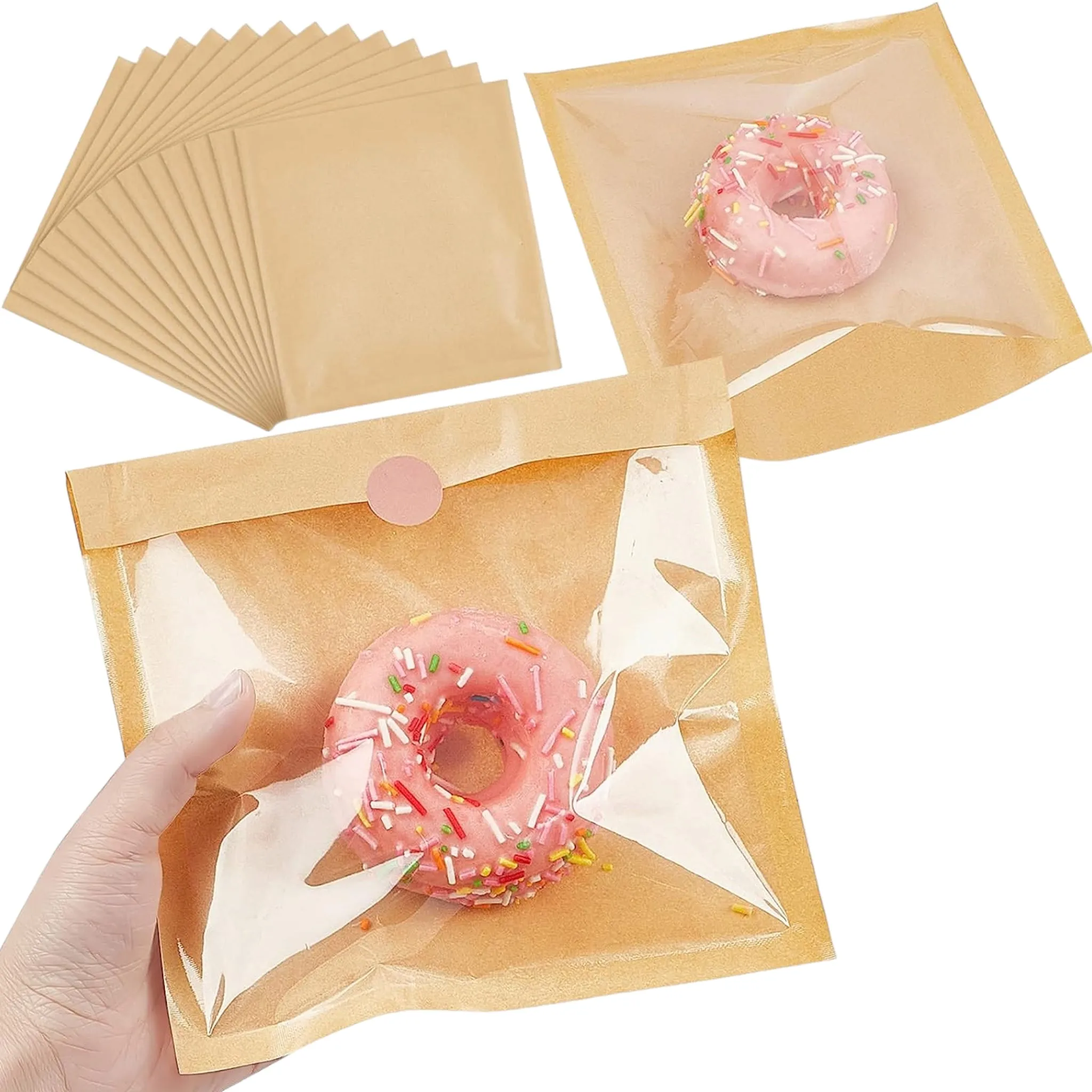 Kraft Bakery Patisserie Bags with Window 10pack