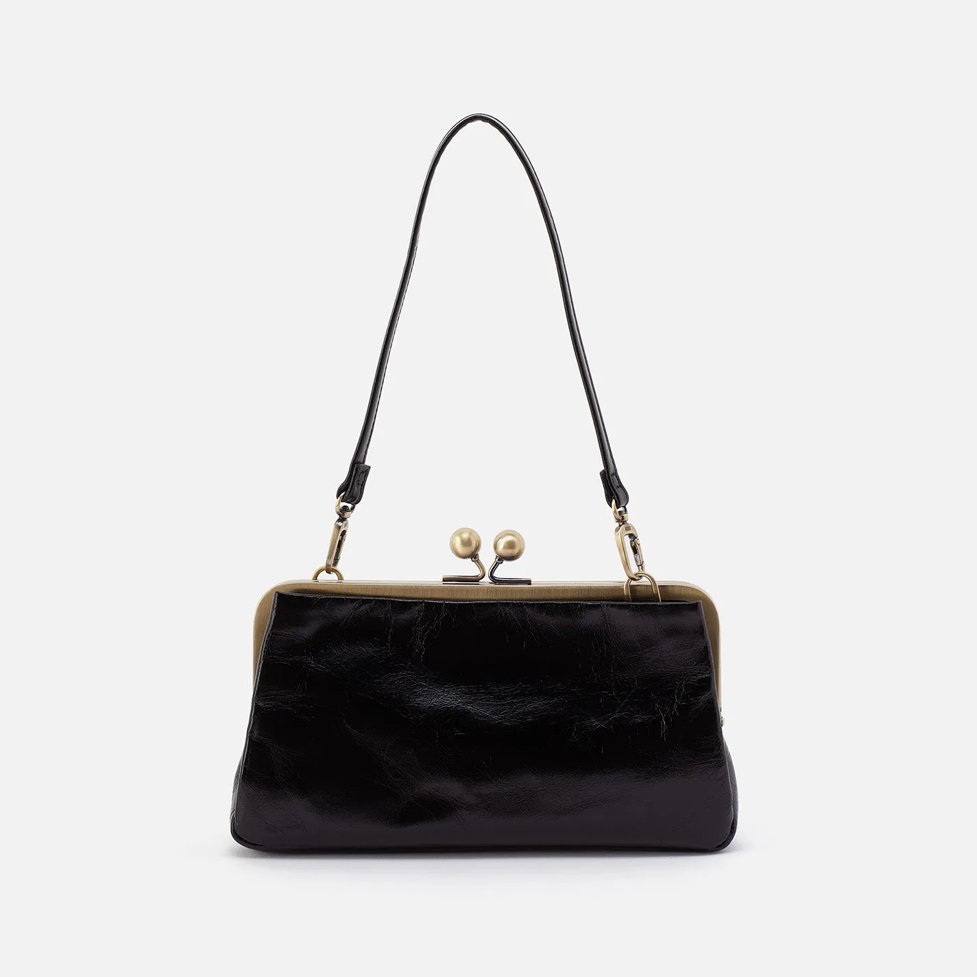 Lauren Frame Crossbody In Polished Leather - Black