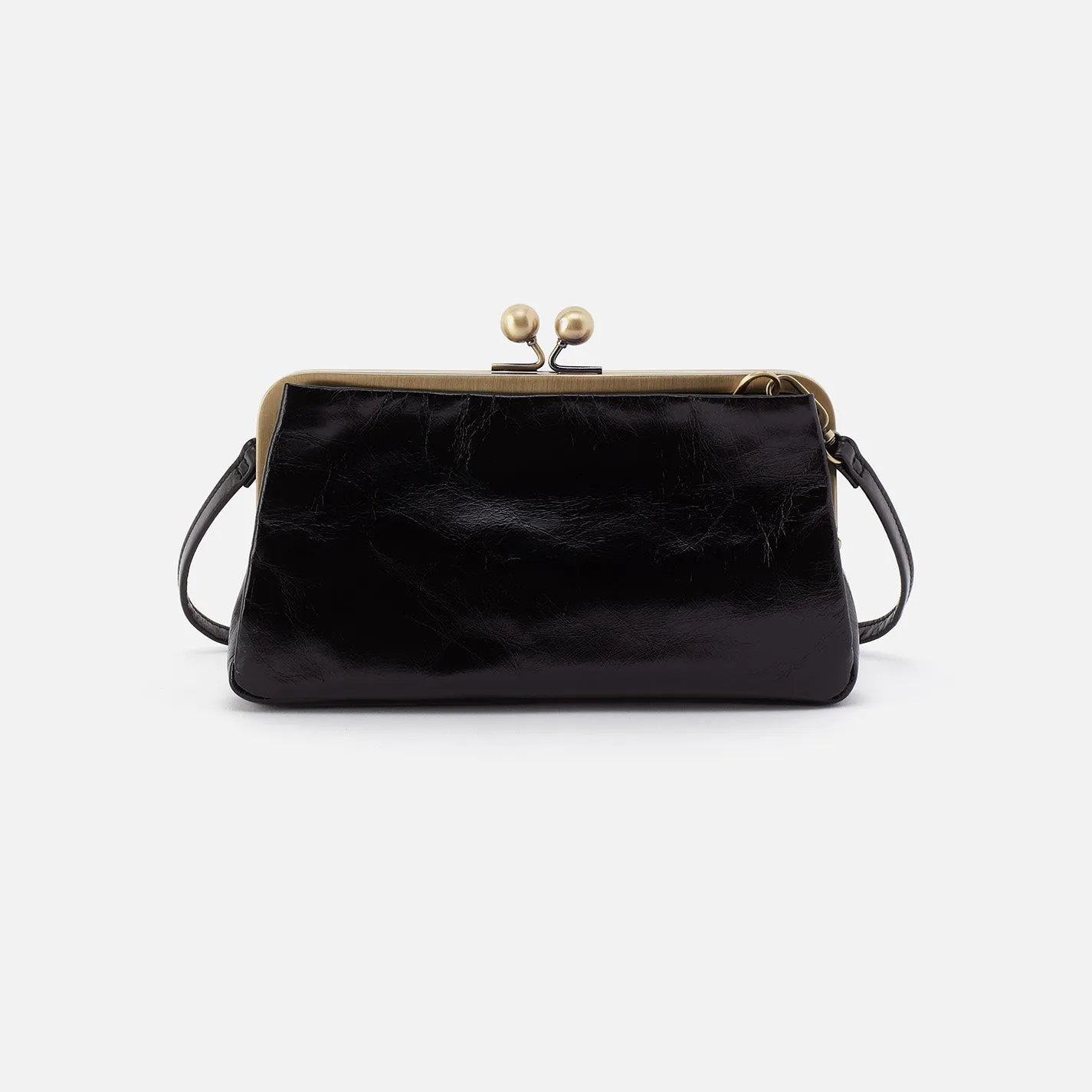 Lauren Frame Crossbody In Polished Leather - Black