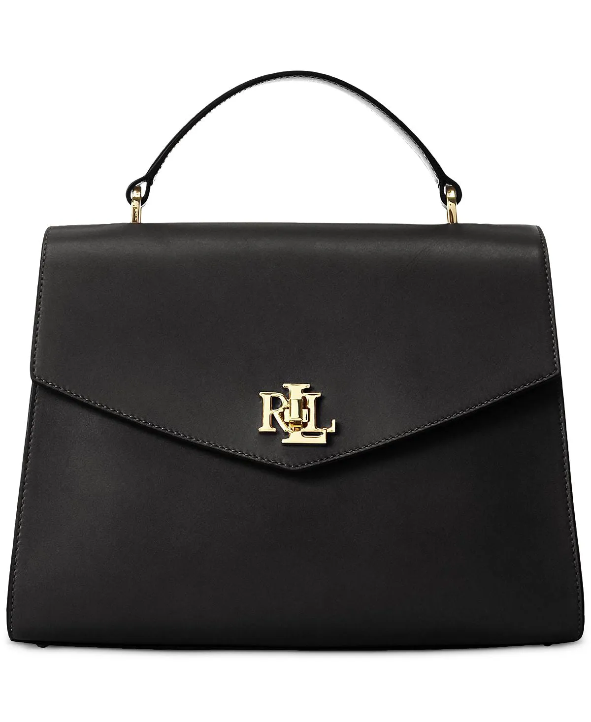 Lauren Ralph Lauren Small Leather Top Handle Satchel Bag, Black