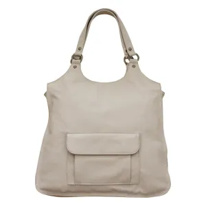 Leather Tote Bag - Beige