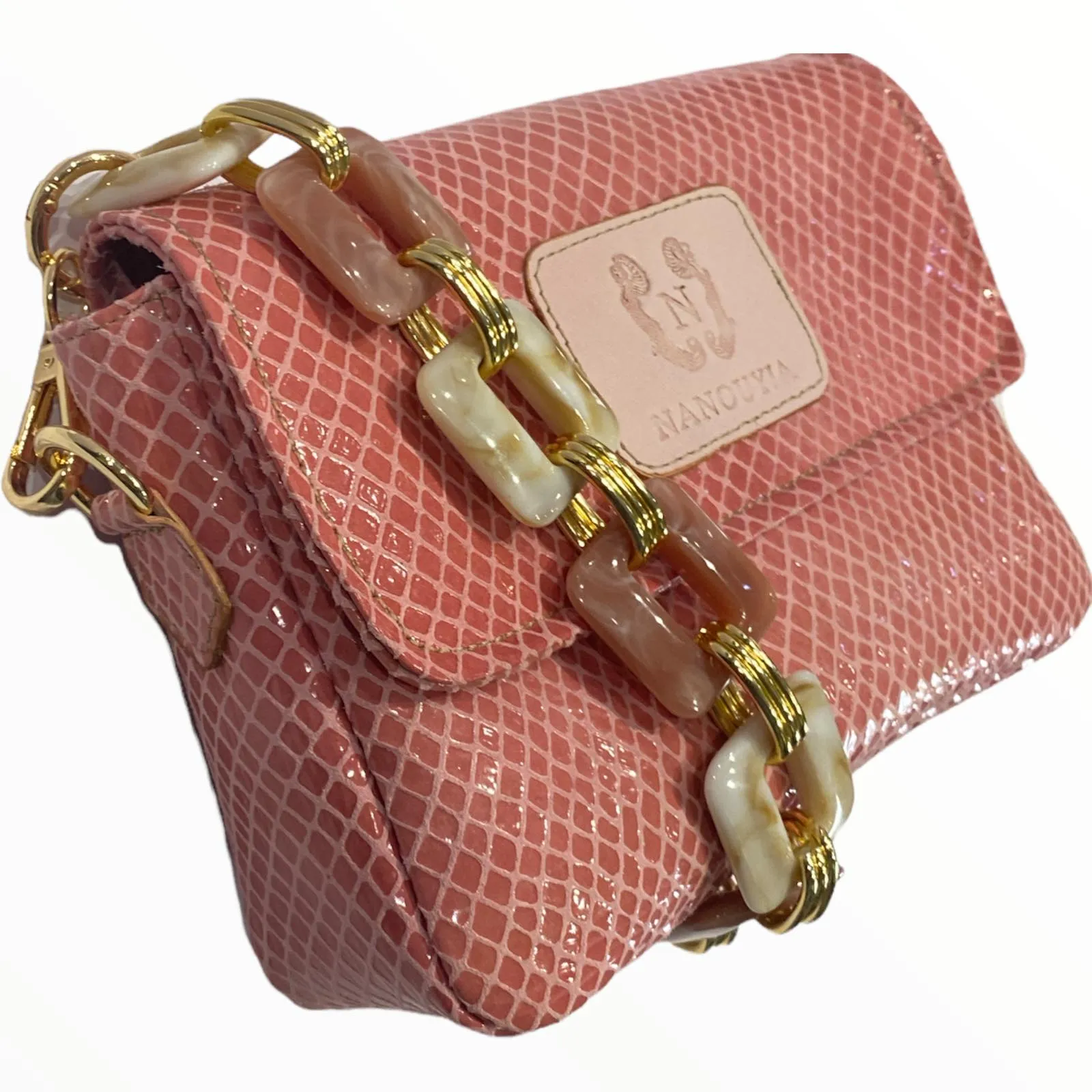 Mandy mini. Pink mermaid leather limited edition bag