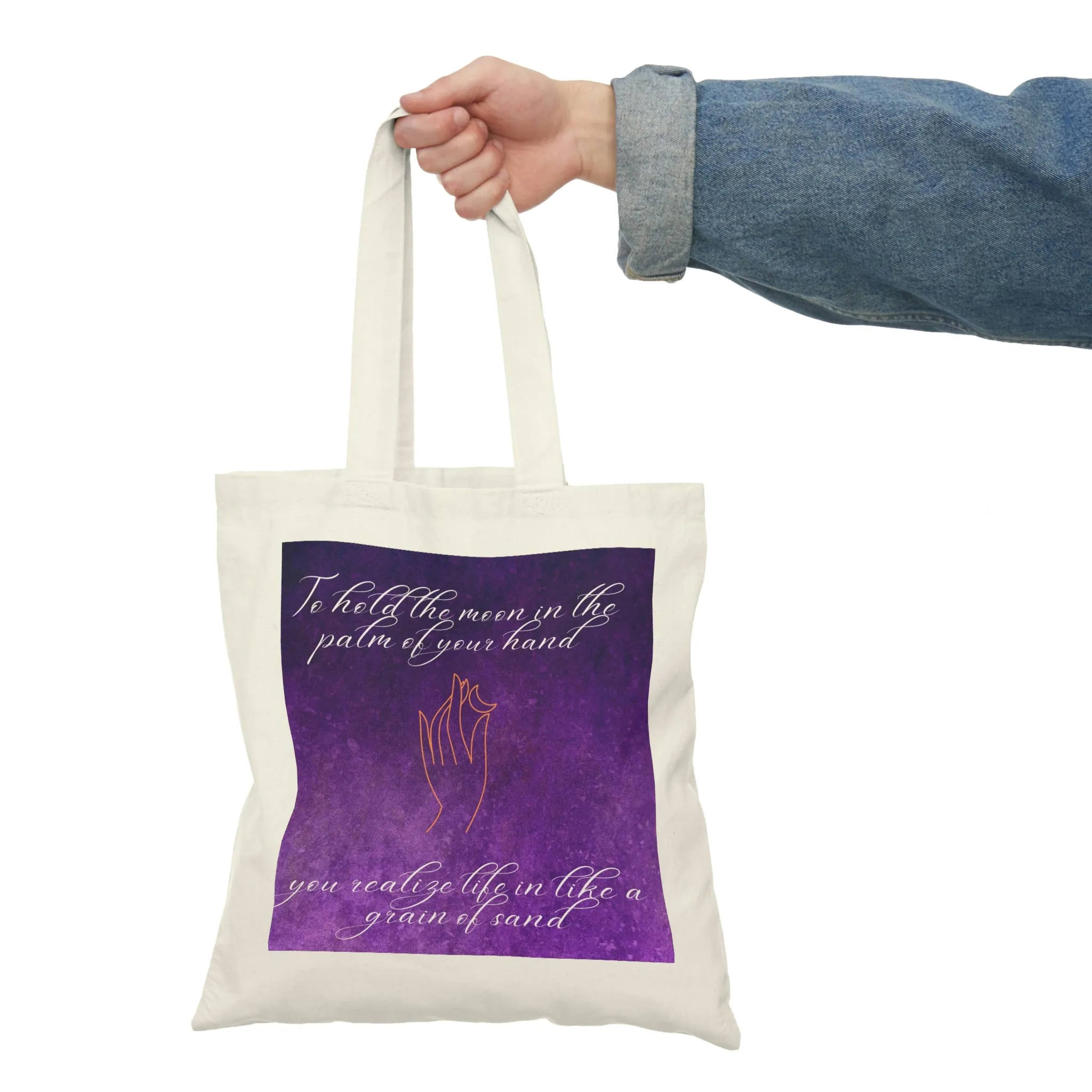 moon in hand Natural Tote Bag