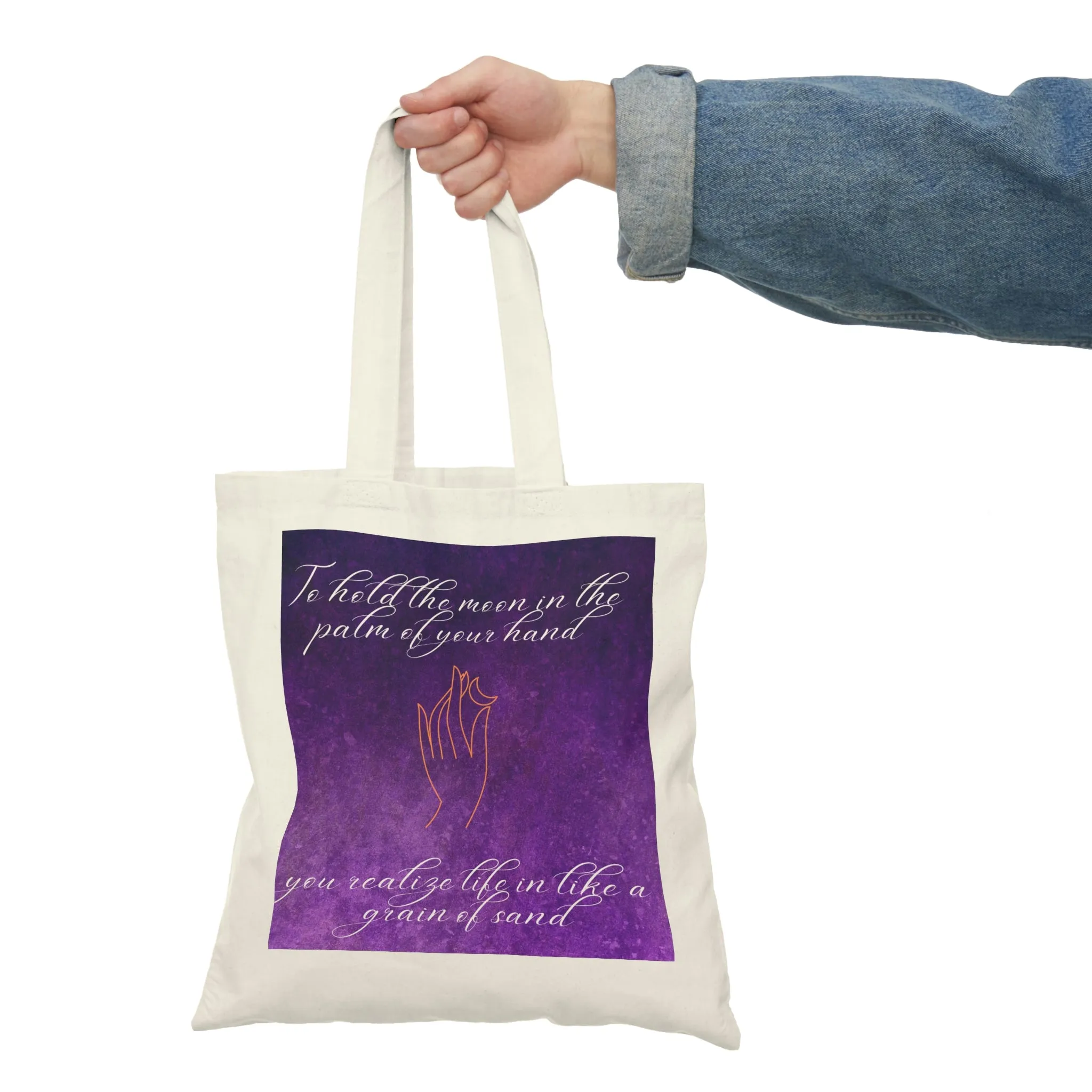 moon in hand Natural Tote Bag