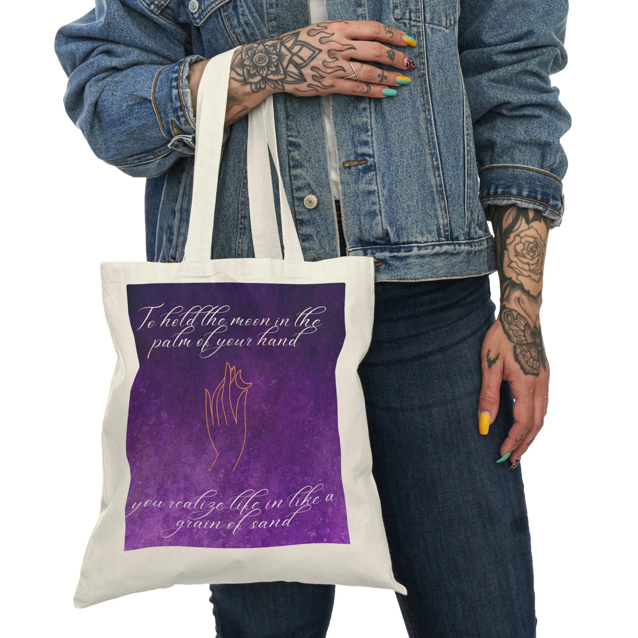 moon in hand Natural Tote Bag