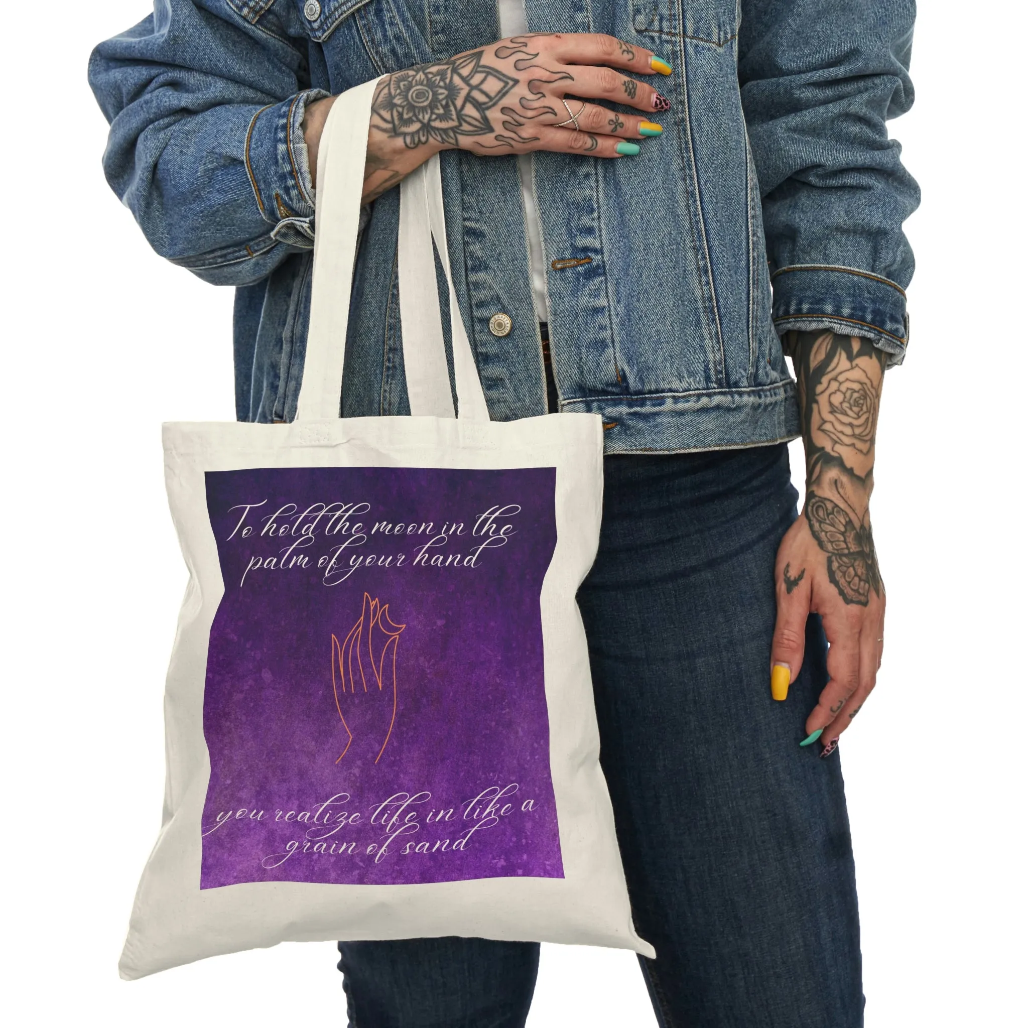 moon in hand Natural Tote Bag