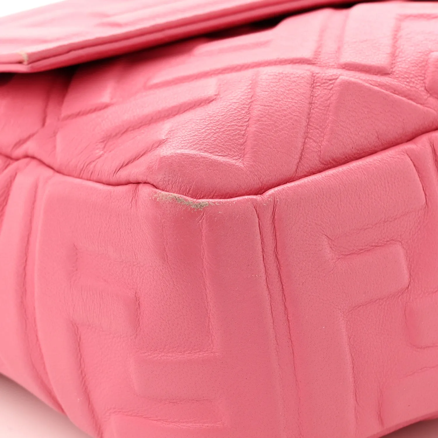 Nappa FF 1974 Embossed Baguette Rosa Fluo