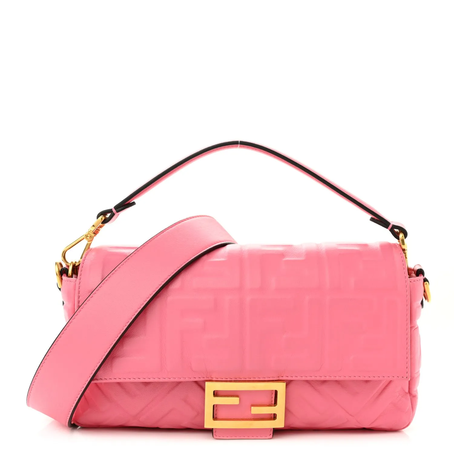 Nappa FF 1974 Embossed Baguette Rosa Fluo